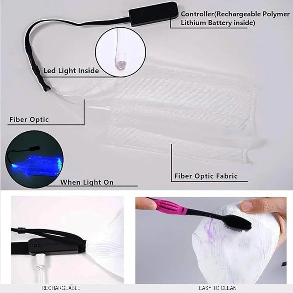 NWT- Teczero LED fiber optic rave face mask